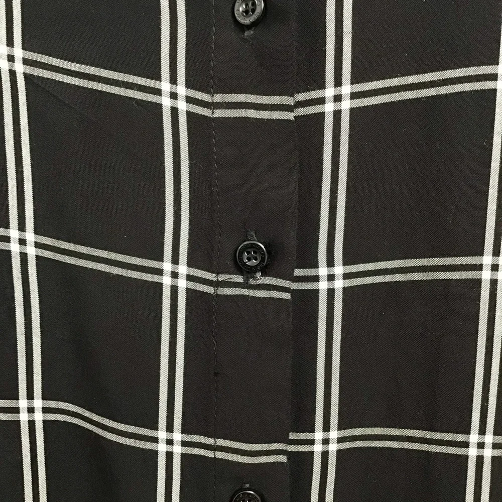 CALVIN KLEIN / Black & White Striped Long Sleeve Button Down Size XS
